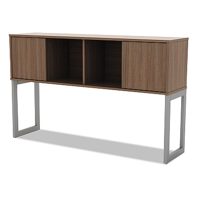 Alera Open Office Desk Series Hutch, 59w x 15d x 36.38h, Modern Walnut (ALELSHH60WA)