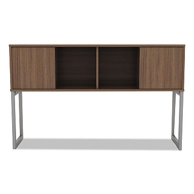Alera Open Office Desk Series Hutch, 59w x 15d x 36.38h, Modern Walnut (ALELSHH60WA)