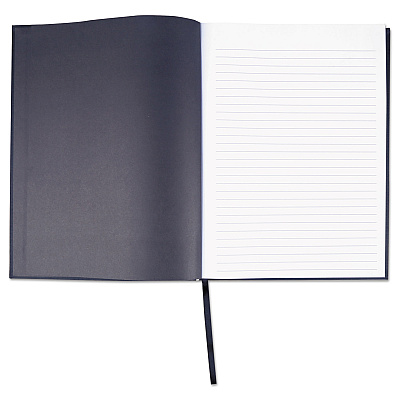 Universal Casebound Hardcover Notebook, 1-Subject, Wide/Legal Rule, Black Cover, (150) 10.25 x 7.63 Sheets (UNV66353)