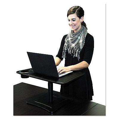 Victor High Rise Height Adjustable Laptop Stand with Storage Cup, 23.75 x 15.25 x 12 to 15.75, Black, 20 lb Weight Capacity (VCTDC240B)