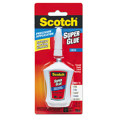 Scotch Super Glue with Precision Applicator, 0.14 oz, Dries Clear (MMMAD124)