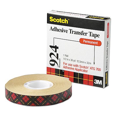 Scotch ATG Adhesive Transfer Tape, Permanent, Holds Up to 0.5 lbs, 0.5" x 36 yds, Clear (MMM92412)