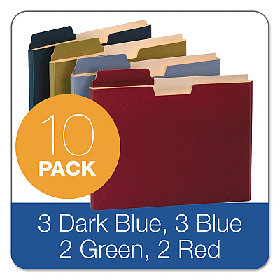Pendaflex File Folder Pocket, 0.75" Expansion, Letter Size, Assorted Colors, 10/Pack (PFXFP153L10ASST)