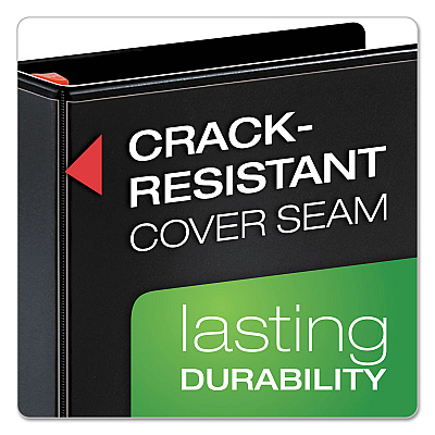 Cardinal XtraLife ClearVue Non-Stick Locking Slant-D Ring Binder, 3 Rings, 5" Capacity, 11 x 8.5, Black (CRD26351)