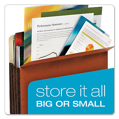 Pendaflex File Pocket with Tyvek, 5.25" Expansion, Letter Size, Redrope, 10/Box (PFX63274)