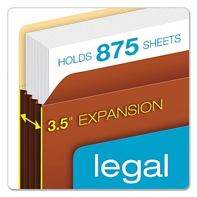 Pendaflex File Pocket with Tyvek, 3.5" Expansion, Legal Size, Redrope, 10/Box (PFX64264)
