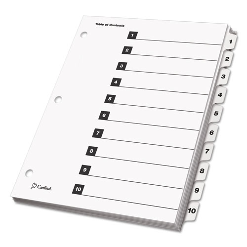 Cardinal OneStep Printable Table of Contents and Dividers, 10-Tab, 1 to 10, 11 x 8.5, White, White Tabs, 1 Set (61013)