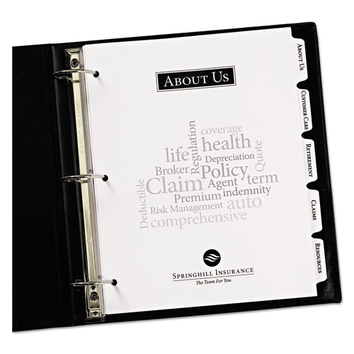 Avery Customizable Print-On Dividers, 3-Hole Punched, 5-Tab, 11 x 8.5, White, 1 Set (11511)