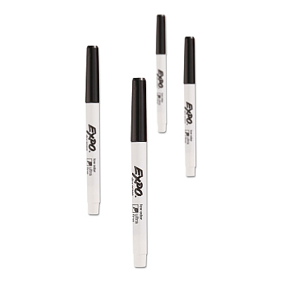 EXPO Low-Odor Dry-Erase Marker, Extra-Fine Bullet Tip, Black, 4/Pack (1871774K)
