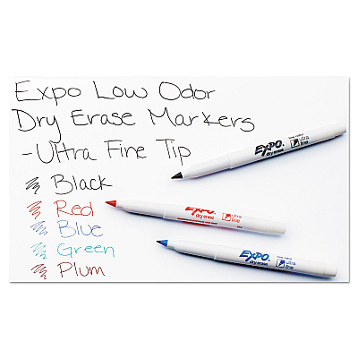 EXPO Low-Odor Dry-Erase Marker, Extra-Fine Bullet Tip, Black, 4/Pack (1871774K)