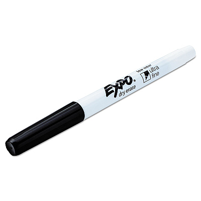 EXPO Low-Odor Dry-Erase Marker, Extra-Fine Bullet Tip, Black, 4/Pack (1871774K)
