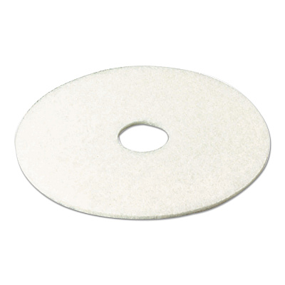3M Low-Speed Super Polishing Floor Pads 4100, 13" Diameter, White, 5/Carton (MMM08477)