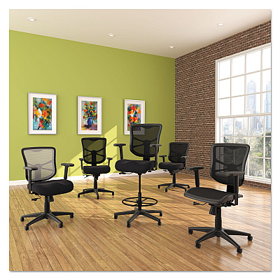 Alera Elusion Series Mesh Mid-Back Swivel/Tilt Chair, Supports Up to 275 lb, 17.9" to 21.6" Seat Height, Black (ALEEL42B18)