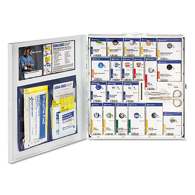 First Aid Only ANSI 2021 SmartCompliance General Business First Aid Station for 50 People, No Medication, 202 Pieces, Metal Case (FAO746004021)