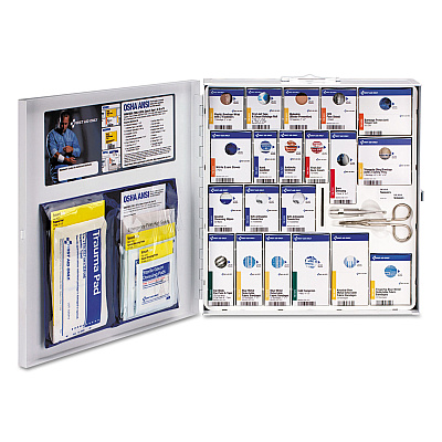 First Aid Only ANSI 2015 SmartCompliance Food Service First Aid Kit, w/o Medication, 50 People, 260 Pieces, Metal Case (FAO746006021)