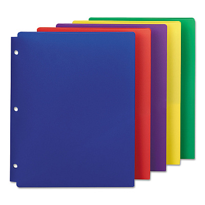 Smead Poly Snap-In Two-Pocket Folder, 50-Sheet Capacity, 11 x 8.5, Assorted, 10/Pack (SMD87939)
