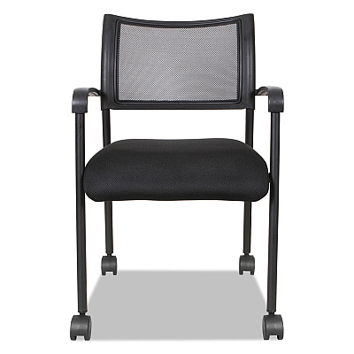 Alera Eikon Series Stacking Mesh Guest Chair, 20.86" x 24.01" x 33.07", Black Seat, Black Back, Black Base, 2/Carton (ALEEK43ME10B)