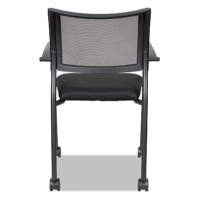 Alera Eikon Series Stacking Mesh Guest Chair, 20.86" x 24.01" x 33.07", Black Seat, Black Back, Black Base, 2/Carton (ALEEK43ME10B)