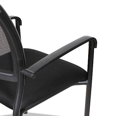Alera Eikon Series Stacking Mesh Guest Chair, 20.86" x 24.01" x 33.07", Black Seat, Black Back, Black Base, 2/Carton (ALEEK43ME10B)