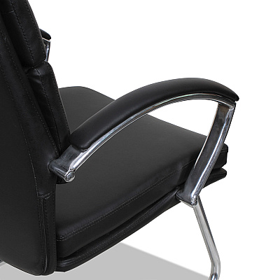 Alera Neratoli Slim Profile Stain-Resistant Faux Leather Guest Chair, 23.81" x 27.16" x 36.61", Black Seat/Back, Chrome Base (ALENR4319)