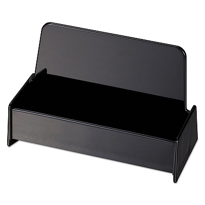 Universal Business Card Holder, Holds 50 2 x 3.5 Cards, 3.75 x 1.81 x 1.38, Plastic, Black (UNV08109)