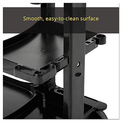 Rubbermaid Commercial Multi-Shelf Cleaning Cart, Plastic, 4 Shelves, 1 Bin, 20" x 45" x 38.25", Black (RCP617388BK)