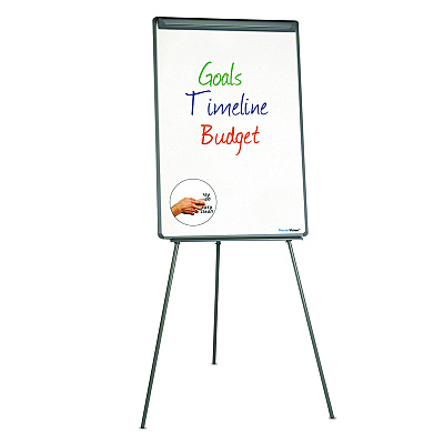 MasterVision Basic Tripod Melamine Presentation Easel, 22.5 x 42, White/Black (BVCEA2300045)