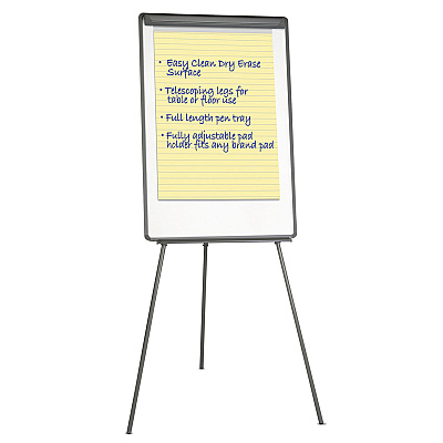 MasterVision Basic Tripod Melamine Presentation Easel, 22.5 x 42, White/Black (BVCEA2300045)