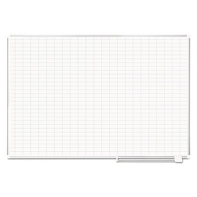 MasterVision Gridded Magnetic Porcelain Dry Erase Planning Board, 1 x 2 Grid, 72 x 48, White Surface, Silver Aluminum Frame (BVCCR1230830)