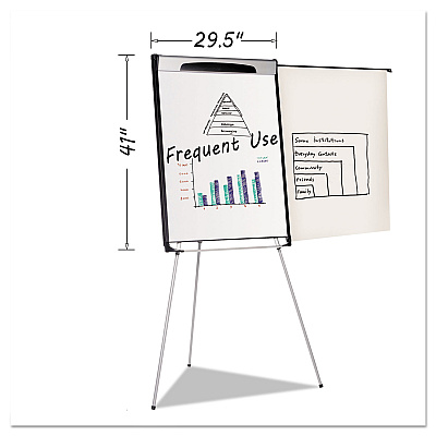 MasterVision Tripod Extension Bar Magnetic Dry-Erase Easel, 39" to 72" High, Black/Silver (BVCEA23066720)