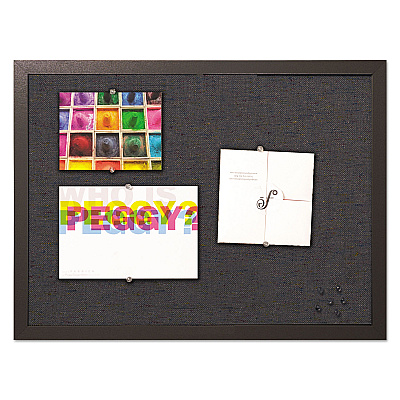 MasterVision Designer Fabric Bulletin Board, 24 x 18, Black Surface, Black MDF Wood Frame (BVCFB0471168)
