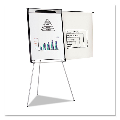 MasterVision Tripod Extension Bar Magnetic Dry-Erase Easel, 39" to 72" High, Black/Silver (BVCEA23066720)