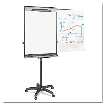 MasterVision Tripod Extension Bar Magnetic Dry-Erase Easel, 69" to 78" High, Black/Silver (BVCEA48062119)