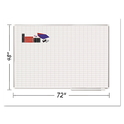 MasterVision Gridded Magnetic Steel Dry Erase Planning Board with Accessories, 1 x 2 Grid, 72 x 48, White Surface, Silver Aluminum Frame (BVCMA2792830A)