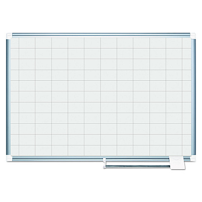 MasterVision Gridded Magnetic Steel Dry Erase Planning Board, 2 x 3 Grid, 48 x 36, White Surface, Silver Aluminum Frame (BVCMA0593830)
