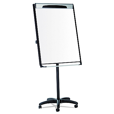 MasterVision Platinum Mobile Easel, 29 x 41, White Surface, Black Plastic Frame (BVCEA48066720)