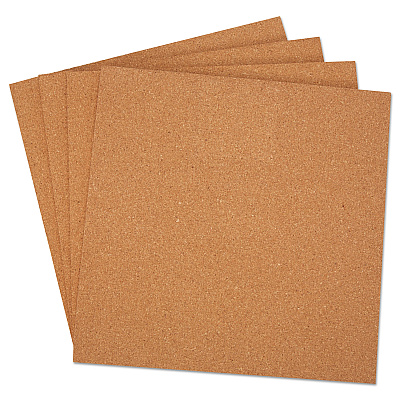 Universal Cork Tile Panels, 12 x 12, Brown Surface, 4/Pack (UNV43404)