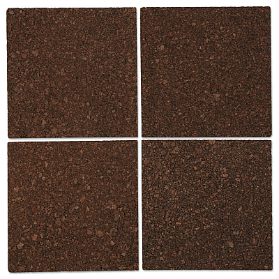 Universal Cork Tile Panels, 12 x 12, Dark Brown Surface, 4/Pack (UNV43403)
