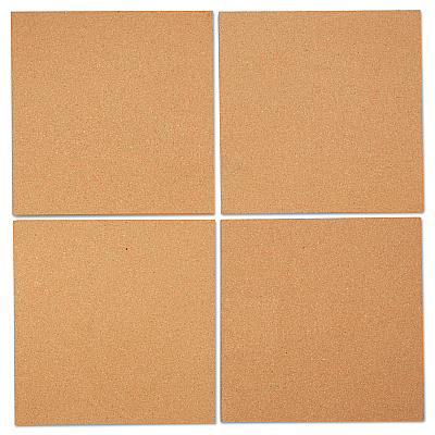 Universal Cork Tile Panels, 12 x 12, Brown Surface, 4/Pack (UNV43404)