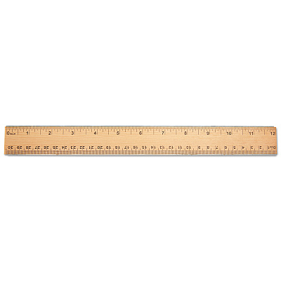 Universal Flat Wood Ruler W/double Metal Edge, Standard, 12" Long, Clear Lacquer Finish (UNV59021)