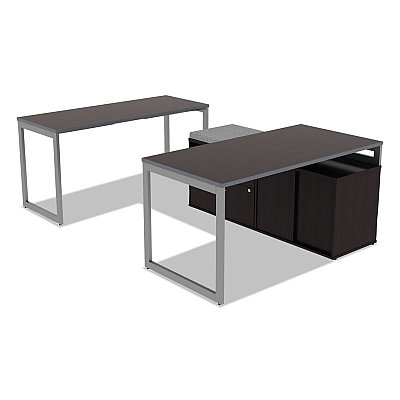 Alera Open Office Desk Series Adjustable O-Leg Desk Base, 47.25 to 70.78w x 23.63d x 28.5h, Silver (ALELSTB24GR)