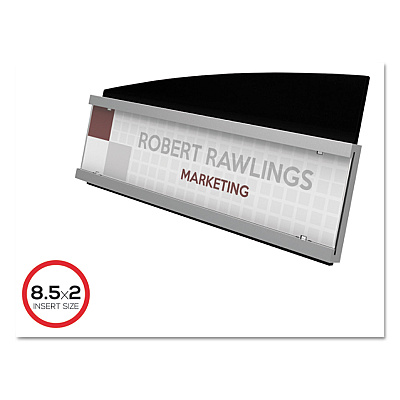 deflecto Interior Image Anti-Glare Sign Holder, Landscape, 8.5 x 2 Insert, Black/Silver (DEF89105)