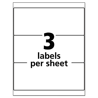 Avery Durable Permanent ID Labels with TrueBlock Technology, Laser Printers, 3.25 x 8.38, White, 3/Sheet, 50 Sheets/Pack (AVE61531)