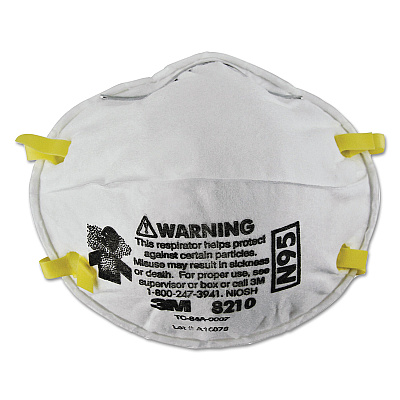 3M Lightweight Particulate Respirator 8210, N95, Standard Size, 20/Box