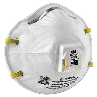 3M Particulate Respirator 8210V, N95, Cool Flow Valve, Standard Size, 10/Box
