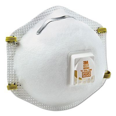 3M Particulate Respirator w/Cool Flow Exhalation Valve, Standard Size, 10/Box (MMM8511)