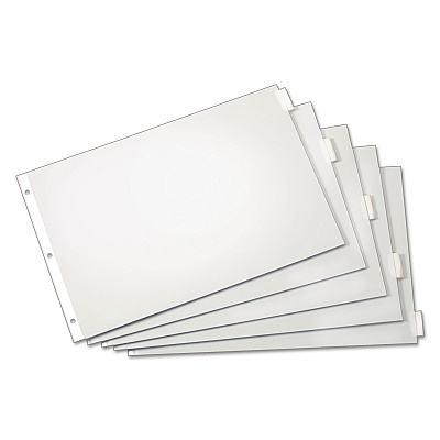 Cardinal Paper Insertable Dividers, 5-Tab, 11 x 17, White, Clear Tabs, 1 Set (CRD84812)