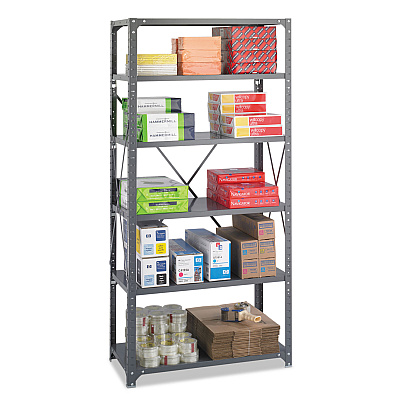 Safco Commercial Steel Shelving Unit, Six-Shelf, 36w x 18d x 75h, Dark Gray (SAF6269)
