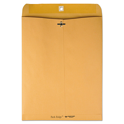 Quality Park Park Ridge Kraft Clasp Envelope, #97, Square Flap, Clasp/Gummed Closure, 10 x 13, Brown Kraft, 100/Box (QUA43097)