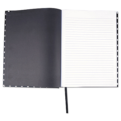 Universal Casebound Hardcover Notebook, 1-Subject, Wide/Legal Rule, Black/White Cover, (150) 10.25 x 7.63 Sheets (UNV66350)